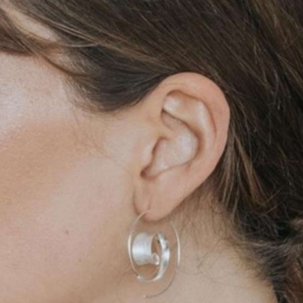 Silver Swirl Earrings - Picture 2 of 3